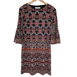 NWT Stitch Fix Wisp Bell Sleeve Shift Dress Size 4 Shaya Knit Vintage Red Orange
